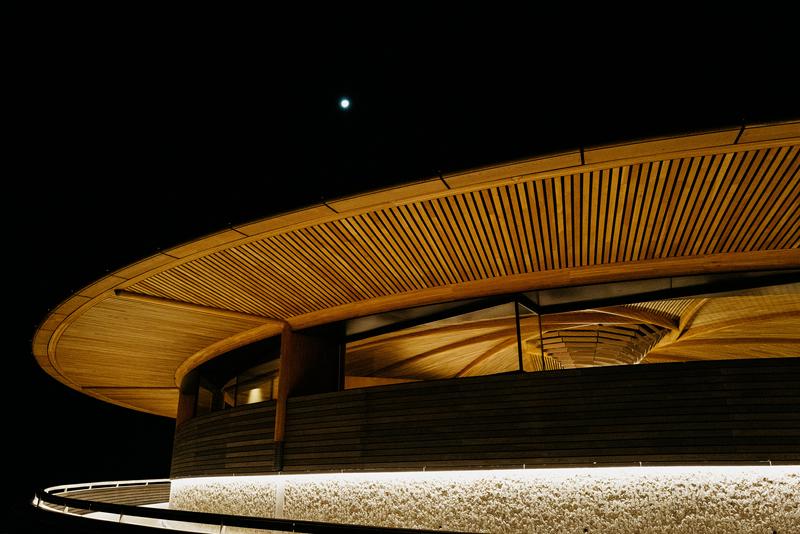 Le Dôme winery in moonlight under night sky
