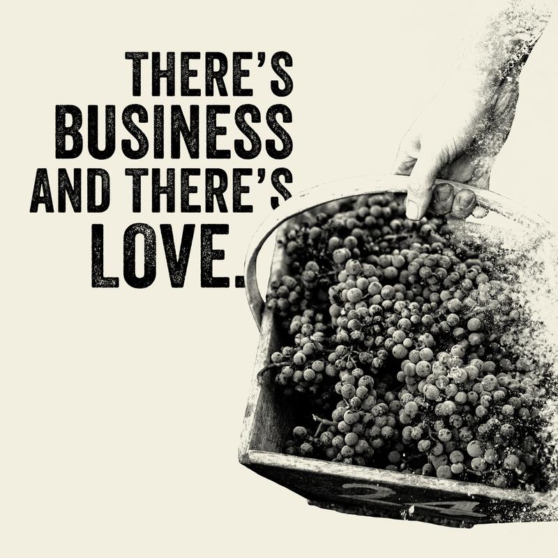 There's business and there's love graphic with harvest basket illustration